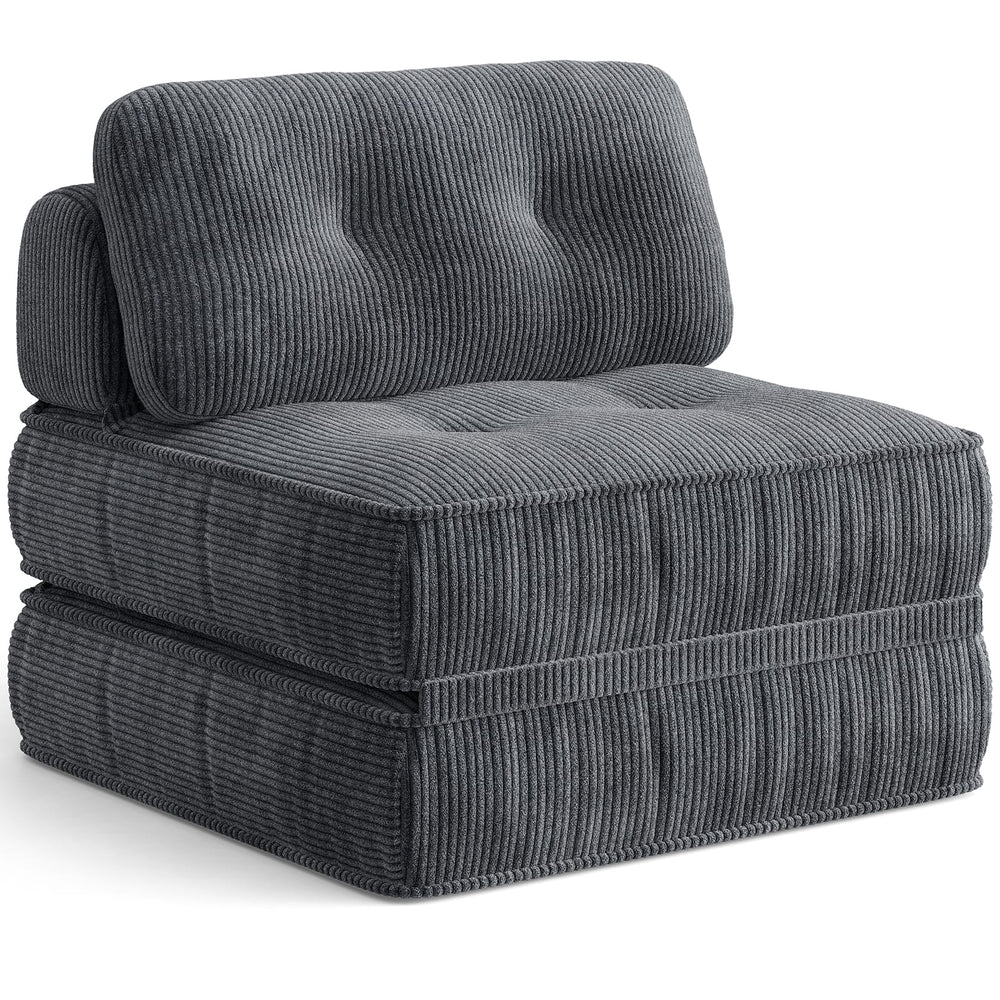 Sikaic Folding Sofa Convertible Folding Sofa Bed Lounge Chair with Pillows Grey Grey / Corduroy + Sponge / Modern