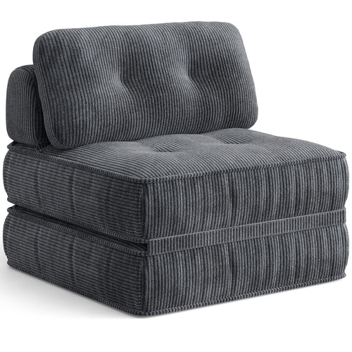 Sikaic Folding Sofa Convertible Folding Sofa Bed Lounge Chair with Pillows Grey Grey / Corduroy + Sponge / Modern