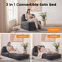 Sikaic Folding Sofa Convertible Folding Sofa Bed Lounge Chair with Pillows Grey Grey / Corduroy + Sponge / Modern