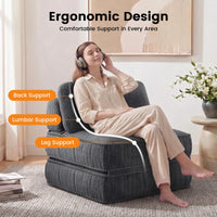 Sikaic Folding Sofa Convertible Folding Sofa Bed Lounge Chair with Pillows Grey Grey / Corduroy + Sponge / Modern