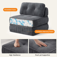 Sikaic Folding Sofa Convertible Folding Sofa Bed Lounge Chair with Pillows Grey Grey / Corduroy + Sponge / Modern