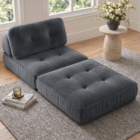 Sikaic Folding Sofa Convertible Folding Sofa Bed Lounge Chair with Pillows Grey Grey / Corduroy + Sponge / Modern