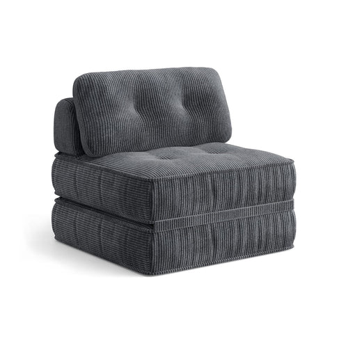 Sikaic Folding Sofa Convertible Folding Sofa Bed Lounge Chair with Pillows Grey Grey / Corduroy + Sponge / Modern
