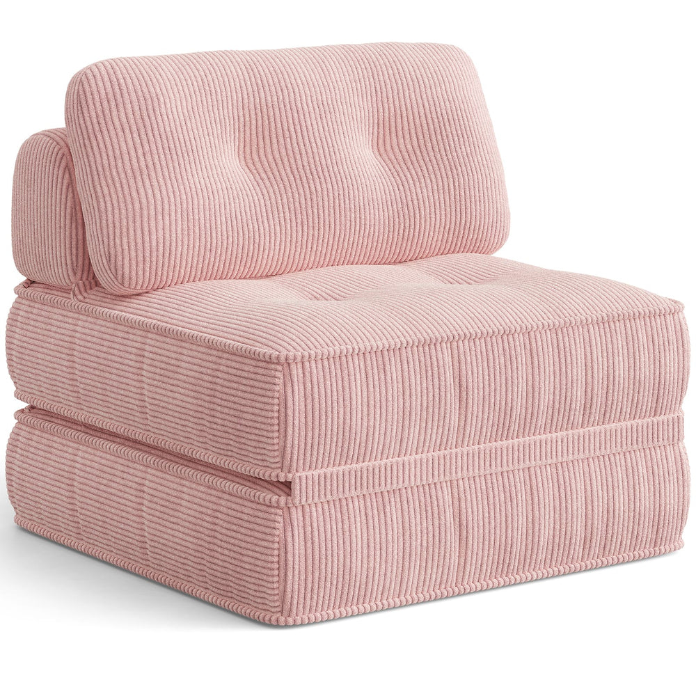 Sikaic Folding Sofa Convertible Folding Sofa Bed Lounge Chair with Pillows Pink Pink / Corduroy + Sponge / Modern