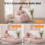 Sikaic Folding Sofa Convertible Folding Sofa Bed Lounge Chair with Pillows Pink Pink / Corduroy + Sponge / Modern