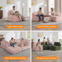 Sikaic Folding Sofa Convertible Folding Sofa Bed Lounge Chair with Pillows Pink Pink / Corduroy + Sponge / Modern
