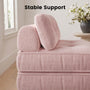 Sikaic Folding Sofa Convertible Folding Sofa Bed Lounge Chair with Pillows Pink Pink / Corduroy + Sponge / Modern