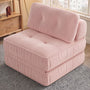 Sikaic Folding Sofa Convertible Folding Sofa Bed Lounge Chair with Pillows Pink Pink / Corduroy + Sponge / Modern