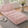 Sikaic Folding Sofa Convertible Folding Sofa Bed Lounge Chair with Pillows Pink Pink / Corduroy + Sponge / Modern