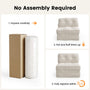 Sikaic Folding Sofa Convertible Folding Sofa Bed Lounge Chair with Pillows Cream White White / Corduroy + Sponge / Modern