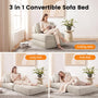 Sikaic Folding Sofa Convertible Folding Sofa Bed Lounge Chair with Pillows Cream White White / Corduroy + Sponge / Modern