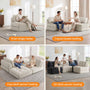 Sikaic Folding Sofa Convertible Folding Sofa Bed Lounge Chair with Pillows Cream White White / Corduroy + Sponge / Modern