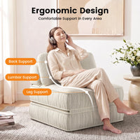 Sikaic Folding Sofa Convertible Folding Sofa Bed Lounge Chair with Pillows Cream White White / Corduroy + Sponge / Modern