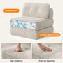 Sikaic Folding Sofa Convertible Folding Sofa Bed Lounge Chair with Pillows Cream White White / Corduroy + Sponge / Modern