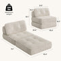 Sikaic Folding Sofa Convertible Folding Sofa Bed Lounge Chair with Pillows Cream White White / Corduroy + Sponge / Modern