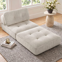Sikaic Folding Sofa Convertible Folding Sofa Bed Lounge Chair with Pillows Cream White White / Corduroy + Sponge / Modern