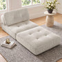Sikaic Folding Sofa Convertible Folding Sofa Bed Lounge Chair with Pillows Cream White White / Corduroy + Sponge / Modern
