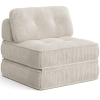 Sikaic Folding Sofa Convertible Folding Sofa Bed Lounge Chair with Pillows Cream White White / Corduroy + Sponge / Modern