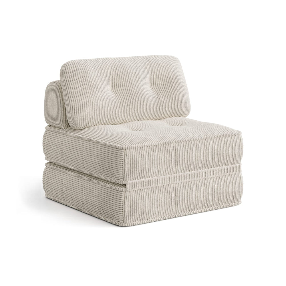 Sikaic Folding Sofa Convertible Folding Sofa Bed Lounge Chair with Pillows Cream White White / Corduroy + Sponge / Modern