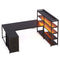 Sikaic Gaming Desk 64.5 Inches Reversible U Shaped LED Gaming Desk Black Black / Engineered Wood / ‎Industrial