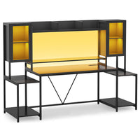 Sikaic Gaming Desk 74.8 Inches Ergonomic Gaming Desk Black Black / Engineered Wood / Modern