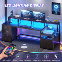 Sikaic Gaming Desk 75 Inches Led Gaming Desk Black Black / Engineered Wood / Modern