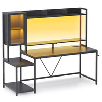 Sikaic Gaming Desk Led Gaming Desk Black Black / Engineered Wood / Modern