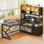 Sikaic Gaming Desk LED L Shaped Gaming Desk Black Black / Engineered Wood / Modern