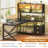 Sikaic Gaming Desk LED L Shaped Gaming Desk Black Black / Engineered Wood / Modern