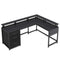 Sikaic Gaming Desk 63.8 Inches L Shaped Reversible Corner LED Gaming Desk Black Black / Industrial / Alloy Steel