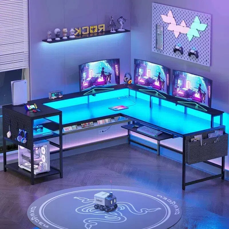 L Shaped Reversible LED Gaming Desk