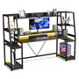Sikaic Gaming Desk 78.8 Inches Large PC Gaming Desk with LED Lights Black Black / Modern / Alloy Steel