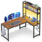 Sikaic Gaming Desk 45.3in LED Reversible Gaming Desk Brown Brown / Engineered Wood / Industrial