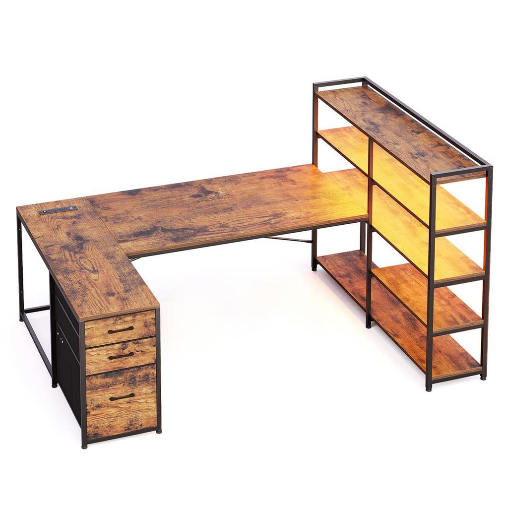 64.5" Industrial U Shaped Gaming Desk