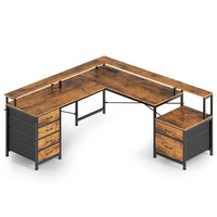 Sikaic Gaming Desk 108 Inches  LED 2 Person Gaming Desk Brown Brown / Engineered Wood / Modern