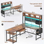 Sikaic Gaming Desk 57.5 Inches Reversible L Shaped Gaming Desk with LED Lights and Power Outlet Rustic Brown Brown / Engineered Wood / Modern