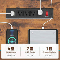 Sikaic Gaming Desk 57.5 Inches Reversible L Shaped Gaming Desk with LED Lights and Power Outlet Rustic Brown Brown / Engineered Wood / Modern