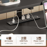 Sikaic Gaming Desk 66 inches LED Gaming Desk with File Drawer Power Outlet  Printer Cabinet and Monitor Shelf Black