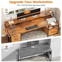 Sikaic Gaming Desk 75 Inches Led Gaming Desk Brown Brown / Engineered Wood / Modern