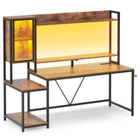 Sikaic Gaming Desk Led Gaming Desk Brown Brown / Engineered Wood / Modern