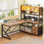 Sikaic Gaming Desk LED L Shaped Gaming Desk Brown Brown / Engineered Wood / Modern