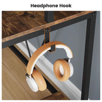 Sikaic Gaming Desk Reversible L-Shaped Led Gaming Desk With Power Outlets and Monitor Stand & 2 Drawers Brown Brown / Engineered Wood / Modern