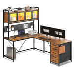 Sikaic Gaming Desk 62 Inches LED Reversible L Shaped Gaming Desk Brown Brown / Modern