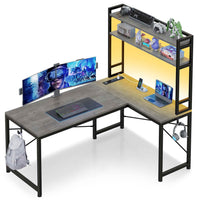 Sikaic Gaming Desk 45.3in LED Reversible Gaming Desk Grey Grey / Engineered Wood / Modern