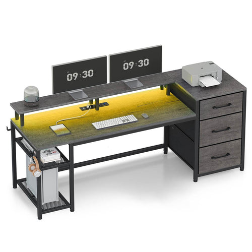 Sikaic Gaming Desk 59 Inches Reversible Gaming Desk Grey Grey / Engineered Wood / Modern