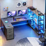 Sikaic Gaming Desk 64.5 inches Reversible Gaming Desk Grey Grey / Engineered Wood / Modern