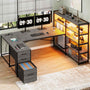 Sikaic Gaming Desk 64.5 inches Reversible Gaming Desk Grey Grey / Engineered Wood / Modern
