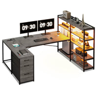 Sikaic Gaming Desk 64.5 inches Reversible Gaming Desk Grey Grey / Engineered Wood / Modern