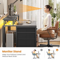 Sikaic Gaming Desk 75 Inches Led Gaming Desk Grey Grey / Engineered Wood / Modern