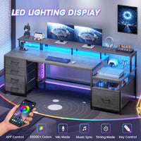 Sikaic Gaming Desk 75 Inches Led Gaming Desk Grey Grey / Engineered Wood / Modern